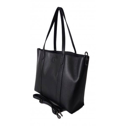 Pojemna włoska torba Shopper bag ,skórzana na ramię mieści A4 ,Vera Pelle , Czarna SB755N