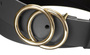 Gładki, skórzany pasek damski ze złotą, podwójną klamrą 90cm szary