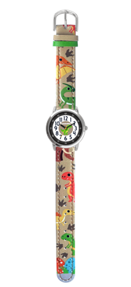 CLOCKODILE Beżowy chłopięcy zegarek dziecięcy DINOZAURY
