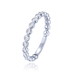 MINET Pierścien srebrny elegancki z białymi cyrkoniami wielkość 14