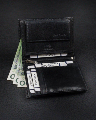 Duży, pionowy portfel męski bez zapięcia z błyszczącej skóry naturalnej