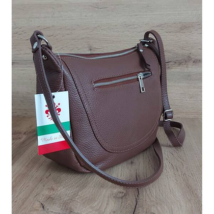 Duża pojemna Włoska skórzana listonoszka A5 Vera Pelle Brązowa VPLB25M