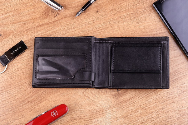 Portfel męski skórzany KEMER P29L Czarny