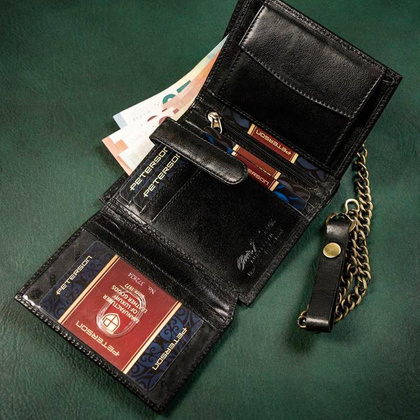 Portfel męski ze skóry naturalnej z łańcuchem