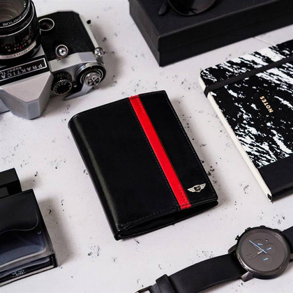 Pionowy portfel męski ze skóry naturalnej