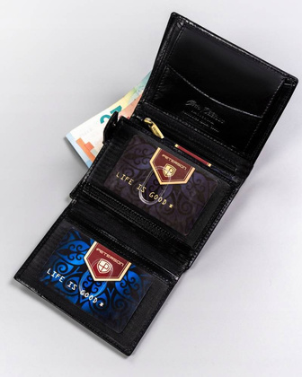 Skorzany portfel meski bez zapiecia