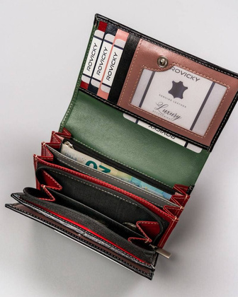 Duży portfel damski z bydlęcej skóry naturalnej