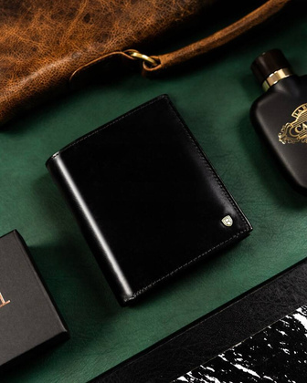 Skorzany duzy portfel meski z systemem RFID