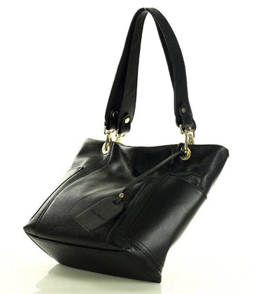 Skórzana torba damska w trapez na ramię sholder genuine leather bag MARCO MAZZINI czarna - min. zamówienie 20 / 50 / 100 szt.