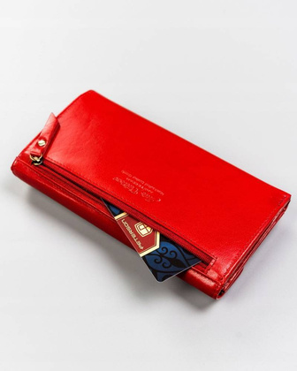 Elegancki duzy portfel damski ze skory naturalnej