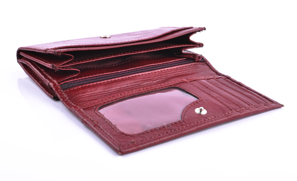 Portfel damski skórzany KEMER P15 Bordowy - min. zamówienie 20 / 50 / 100 szt.