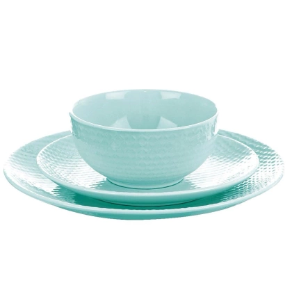 Talerz deserowy płaski płytki ceramiczny pastelowy zielony RELIEF 21 cm