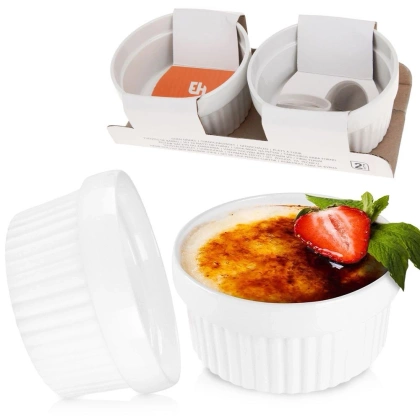 Kokilka miseczka do zapiekania żaroodporna ceramiczna biała zestaw 2 szt.