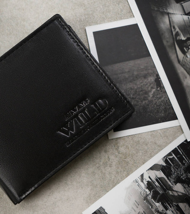 Skorzany portfel meski z zasuwanym schowkiem