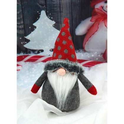 Mikołajek dekoracyjny z workiem na prezent 20 cm czerwony