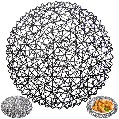 Podkładka pod talerz sztućce okrągła / mata kuchenna papierowa czarna 35 cm