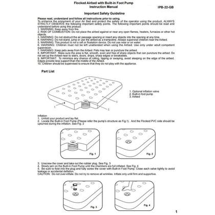 MATERAC FLOKOWANY 1-OSOBOWY Z WBUDOWANĄ POMPKĄ NOŻNĄ 191x73x22CM 24130