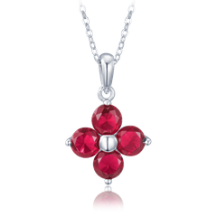 MINET Srebrny naszyjnik kwiat z różowymi cyrkoniami
