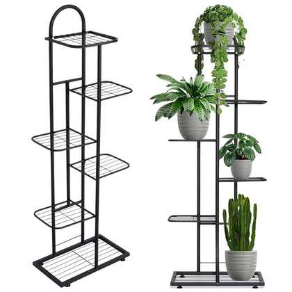 Kwietnik 6-poziomowy na doniczki metalowy czarny 118cm