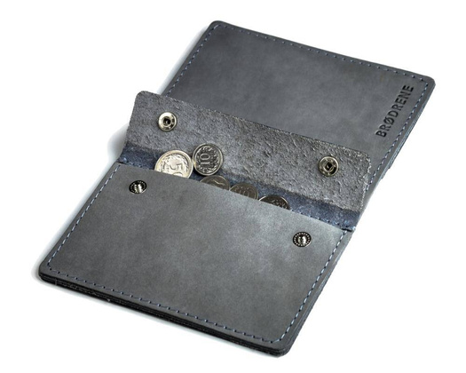 Czarny cienki portfel ze skóry naturalnej z bilonem slim wallet BRØDRENE SW04 - min. zamówienie 20 / 50 / 100 szt.