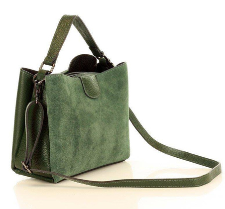 MARCO MAZZINI Elegancki kuferek skórzana listonoszka camera bag nubuk leather zielony - min. zamówienie 20 / 50 / 100 szt.