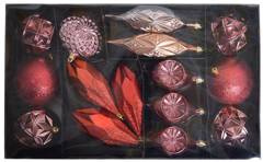 Zestaw 16 bombek burgundowo-czerwonych