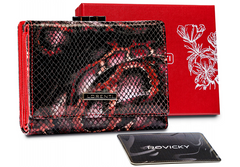 Skórzany portfel damski na bigiel w orientacji poziomej