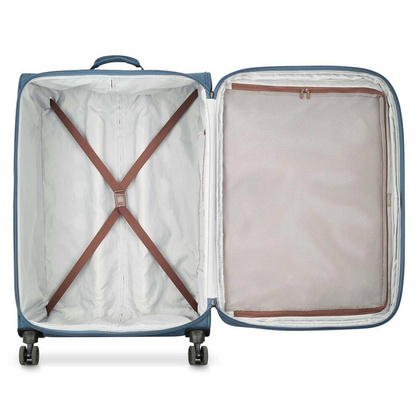 Delsey Maubert 2.0 duża miękka niebieska walizka na kółkach 79 cm