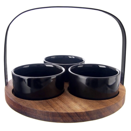 Miseczki na przekąski ceramiczne BLACK 130 ml 4 el.