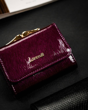 Lakierowany, skórzany portfel damski z systemem rfid