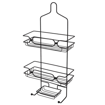 Półka łazienkowa zawieszana na prysznic metalowa czarna 61x28,5x12,5