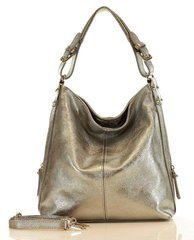 MARCO MAZZINI Elegancka torebka na ramię skóra savuage srebrna - min. zamówienie 20 / 50 / 100 szt.