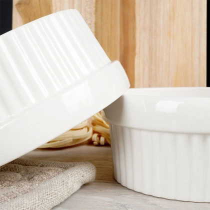 Kokilka miseczka do zapiekania żaroodporna ceramiczna biała zestaw 2 szt.