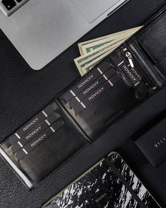 Męski duży portfel skórzany, poziomy