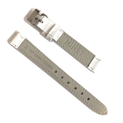 MINET Biały szyty pasek z luksusowej skóry Top Grain - 14