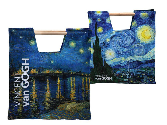 Torba z drewnianym uchwytem - V. van Gogh, Gwiaździsta noc nad Rodanem (CARMANI)