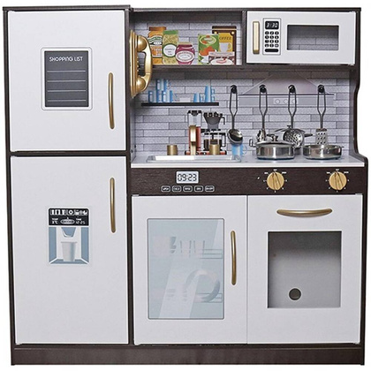 KUCHNIA DREWNIANA DLA DZIECI LAMPKA LED 80x24x80,5CM CZARNA