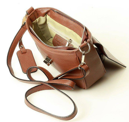 MARCO MAZZINI Torebka skórzana przez ramię crossbody classic flap brąz - min. zamówienie 20 / 50 / 100 szt.