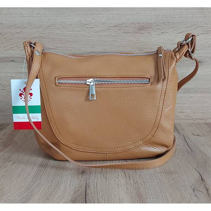 Duża pojemna Włoska skórzana listonoszka A5 Vera Pelle Camel VPLB25C