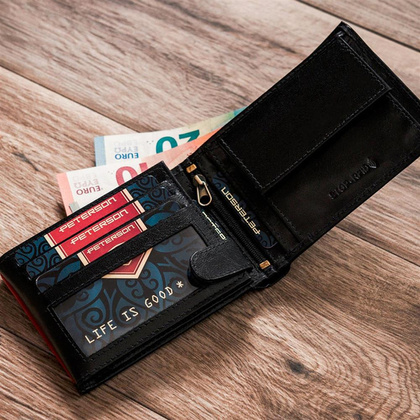 Skórzany portfel męski Peterson Czarny