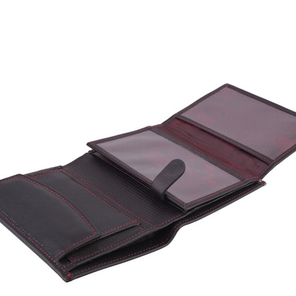 Portfel męski skórzany KEMER P4 LK Czarny / Czerwony - min. zamówienie 20 / 50 / 100 szt.