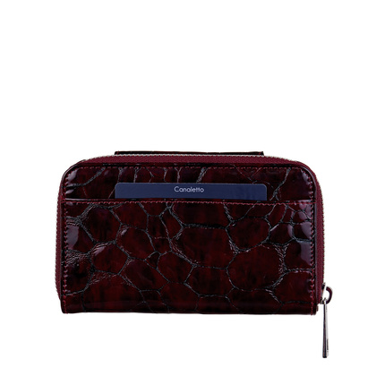 Damski portfel skórzany Canaletto – bordowy lakierowany z RFID | Elegancja i bezpieczeństwo PD1445s78 RFID
