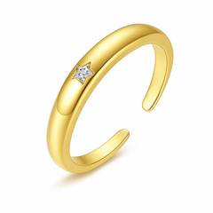 Pierścionek stal chirurgiczna platerowana złotem regulowany, z cyrkoniami R6, PST950