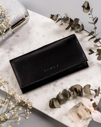 Duży skórzany portfel z systemem rfid protect