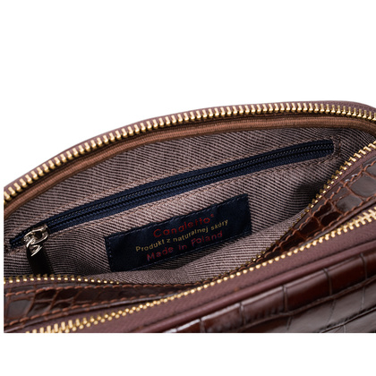 Skórzana listonoszka Canaletto z tłoczeniem krokodyla i złotymi detalami – luksusowy styl na co dzień TD808s259