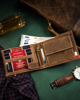 Skorzany portfel meski bez zapiecia