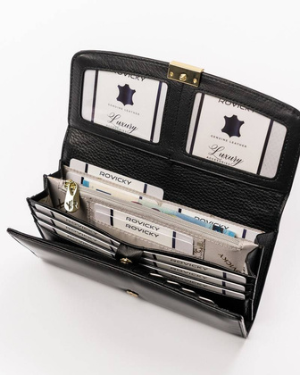 Duży lakierowany portfel damski z systemem rfid protect