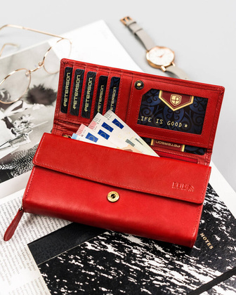 Skorzany portfel damski na karty