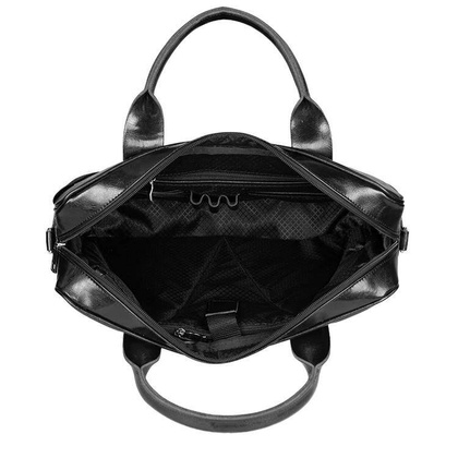 Skórzana torba męska na ramię laptopa 15,6" czarna - Pavone Nero Siena 2379 BL