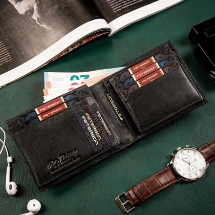 Składany portfel męski ze skóry naturalnej